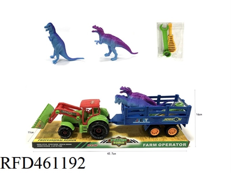 SLIDING DISASSEMBLY AND ASSEMBLY OF 2 DINOSAURS ON FARMER'S VEHICLE