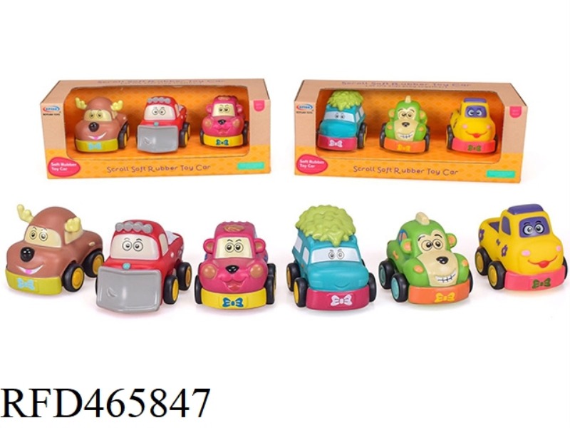 SLIDING VINYL DINOSAUR CAR 6 MIXED