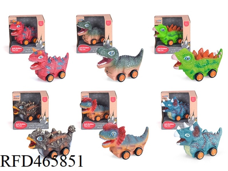 SLIDING VINYL DINOSAUR CAR 6 MIXED