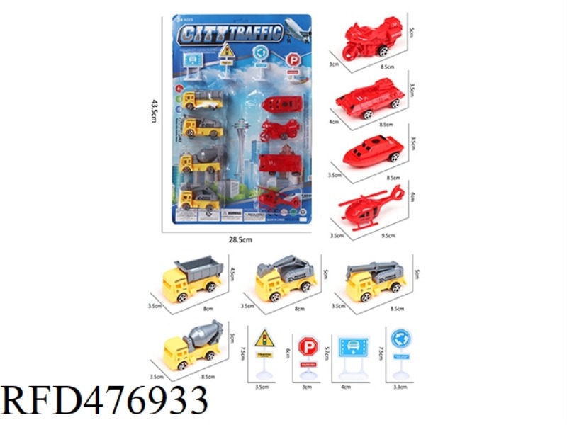8 SLIDING VEHICLES, ROAD SIGNS