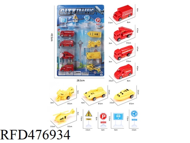 8 SLIDING VEHICLES, ROAD SIGNS
