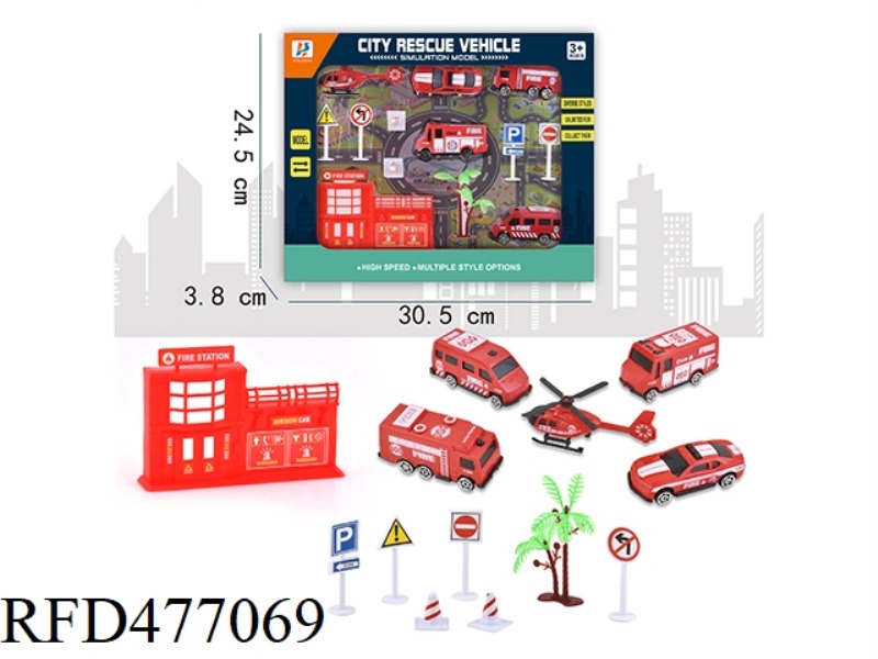 CITY SLIDING FIRE TRUCK SET 13PCS