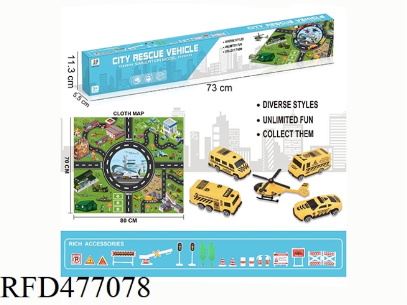 URBAN TAXIING ENGINEERING VEHICLE SET + NON-WOVEN MAP WITH ROAD SIGNS