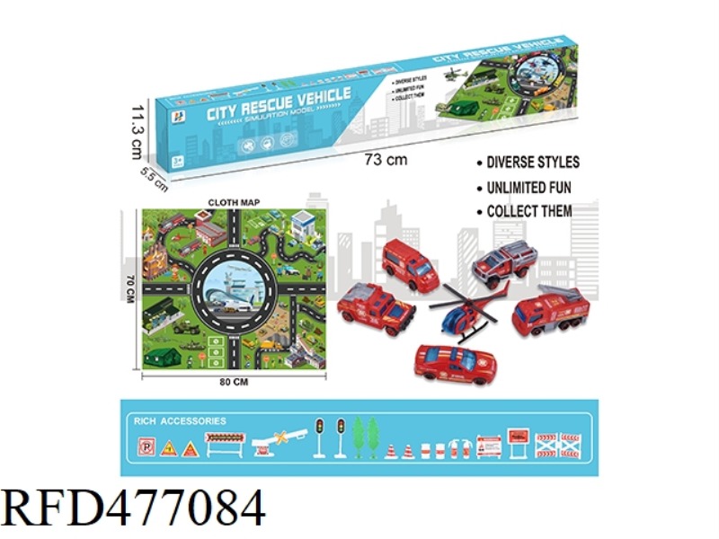 ALLOY FIRE SCOOTER SET + NON-WOVEN MAP WITH ROAD SIGNS