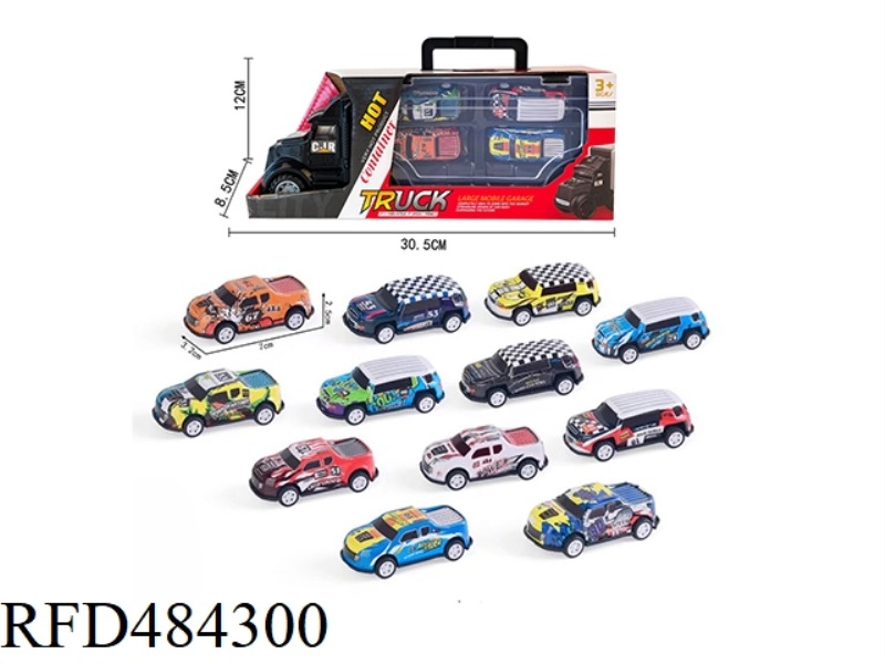 HAND-HELD GIFT BOX SLIDING CARD WITH 4 PULL-BACK CROSS-COUNTRY PICKUPS (IRON)