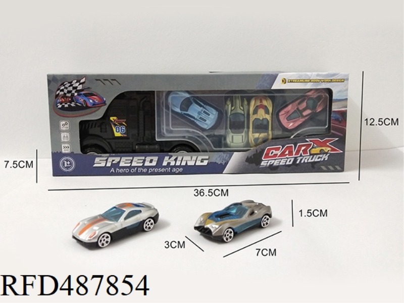 THE PORTABLE CONTAINER TRUCK CONTAINS 4 SIMULATED CARS
