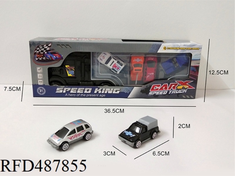 THE PORTABLE CONTAINER TRUCK CONTAINS 4 SIMULATED CARS