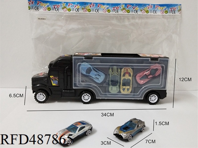 THE PORTABLE CONTAINER TRUCK CONTAINS 4 SIMULATED CARS