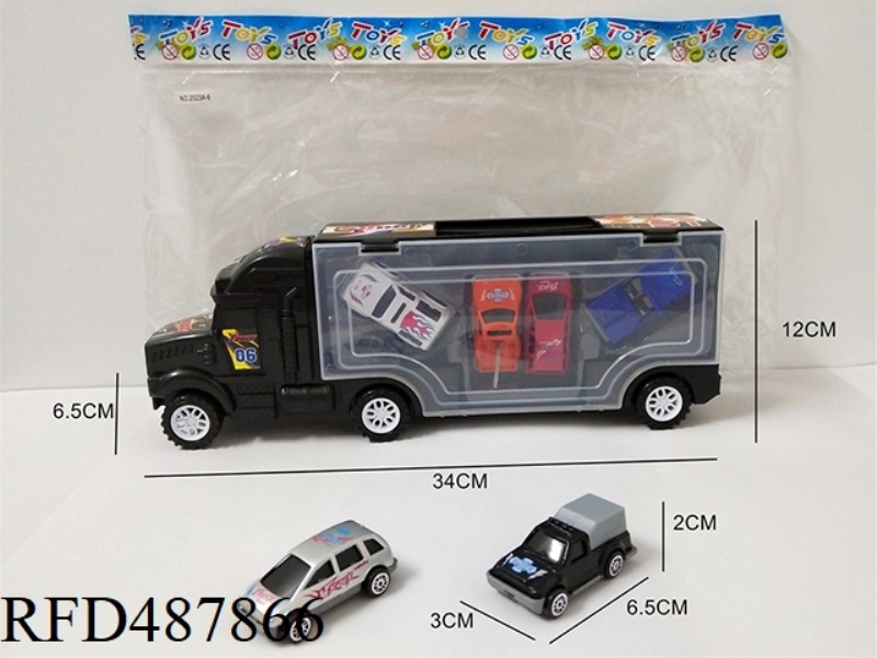 THE PORTABLE CONTAINER TRUCK CONTAINS 4 SIMULATED CARS