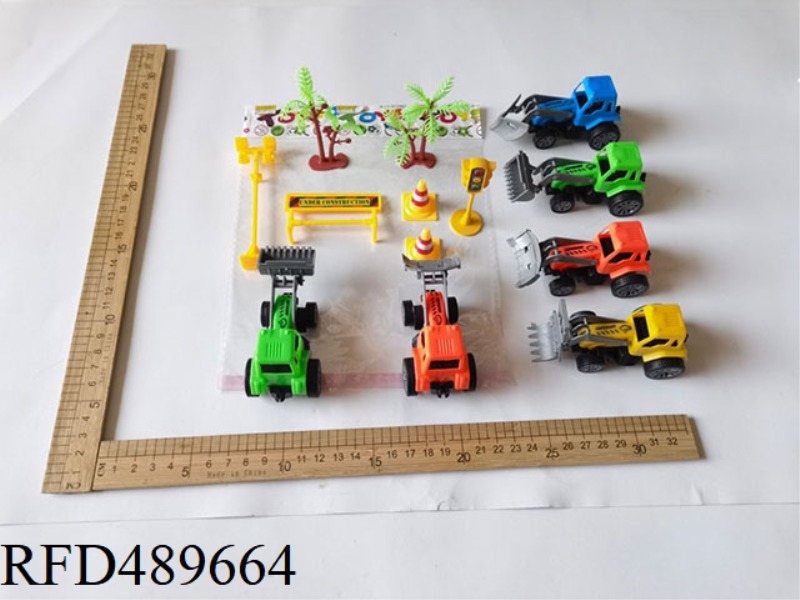 TREE SIGNPOSTS ON A SLIDING FARMER'S CAR