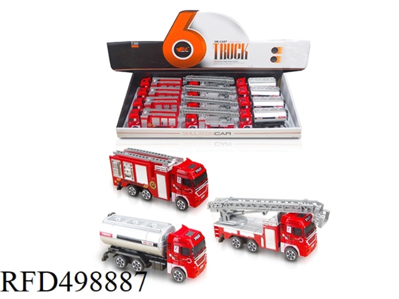 1:66 SLIDING ALLOY FIRE ENGINE (FLAT HEAD) (12 UNITS/BOX)