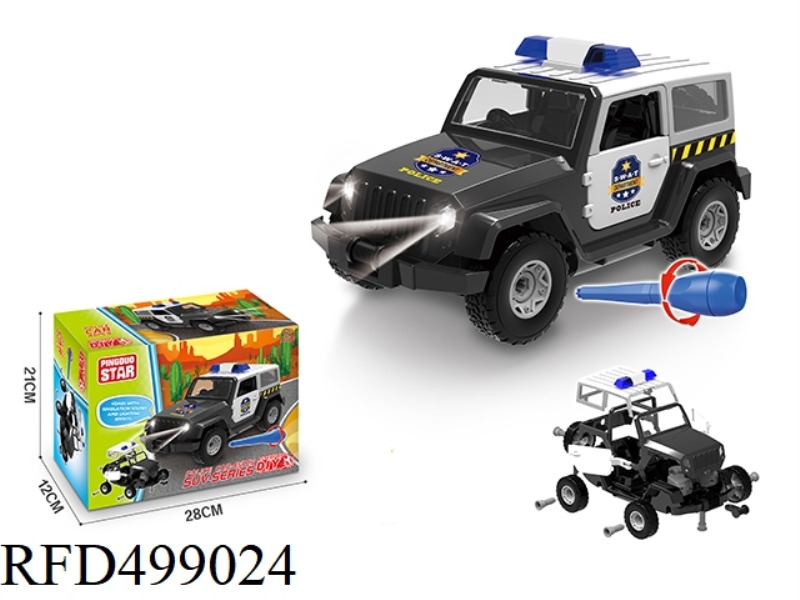 COASTING POLICE CARS ARE MANUALLY ASSEMBLED WITH LIGHTS AND MUSIC