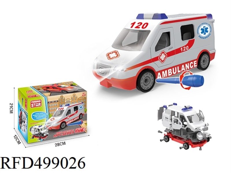 COASTING AMBULANCE MANUALLY ASSEMBLED WITH LIGHTS AND MUSIC