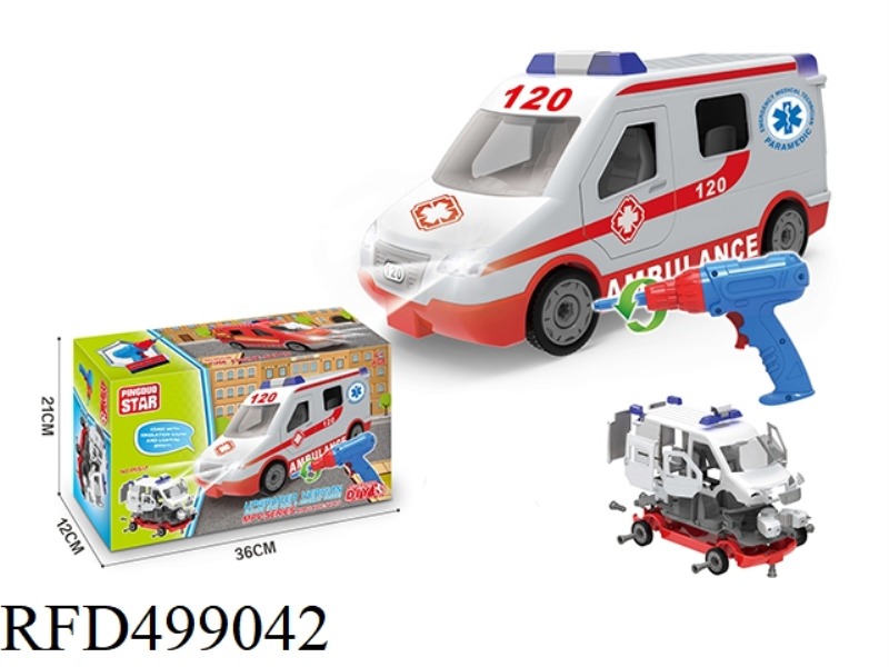 COASTING AMBULANCE MANUALLY ASSEMBLED WITH LIGHTS AND MUSIC