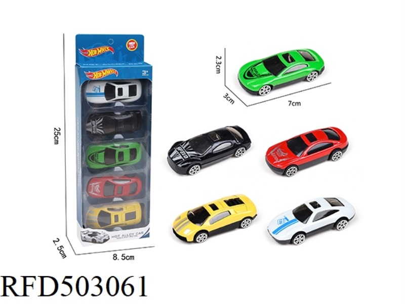 FIVE SLIDING ALLOY SPORTS CARS