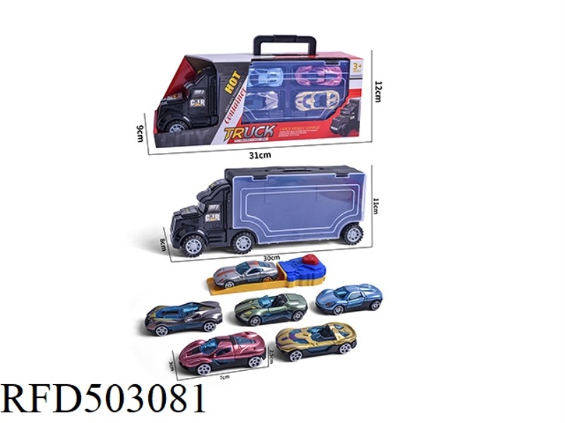 6 COASTING SPORTS CARS + LAUNCHER (AB) FOR PORTABLE CONTAINER VEHICLE