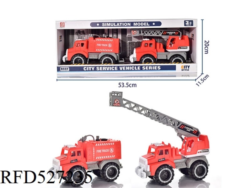 TAXI RED FIRE TRUCK + LADDER TRUCK