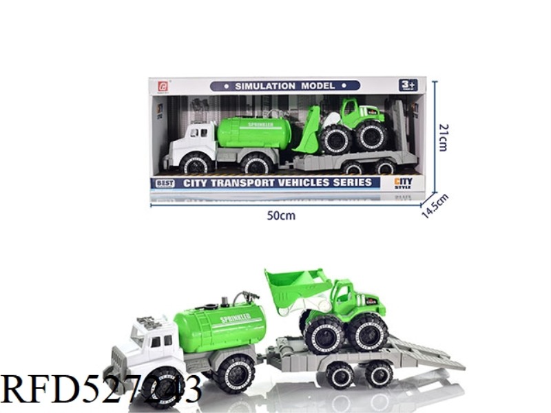 SLIDING GREEN SPRINKLER TOWING FORKLIFT