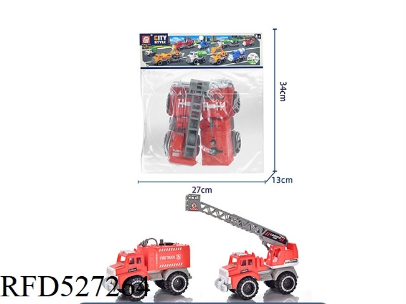 TAXI RED FIRE TRUCK + LADDER TRUCK