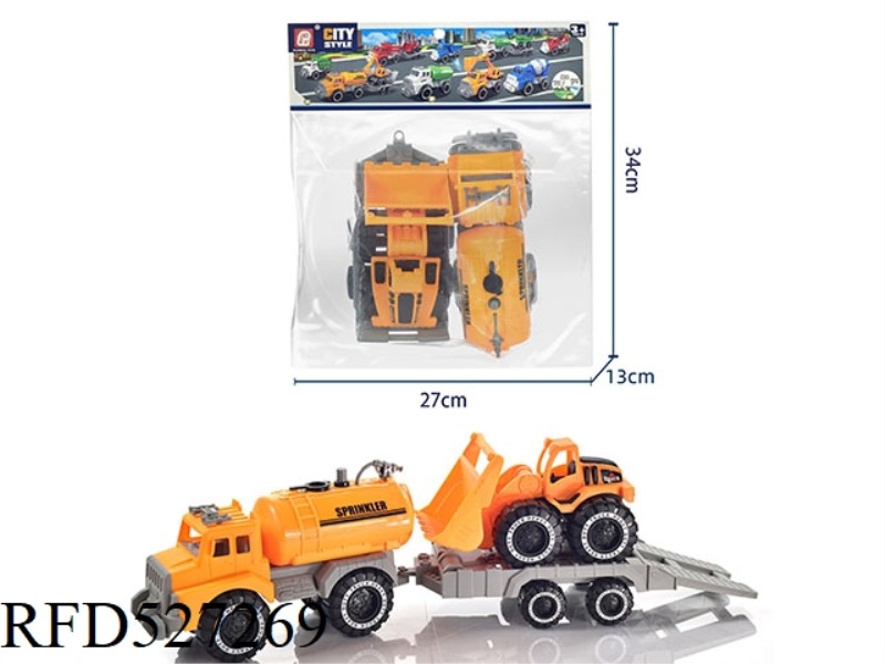 SLIDING YELLOW SPRINKLER TOWING FORKLIFT