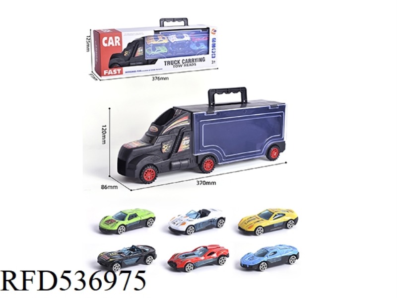 PORTABLE TAXI CONTAINER CAR 6 PCS TAXI ALLOY SPORTS CAR (BRIGHT LIGHT)