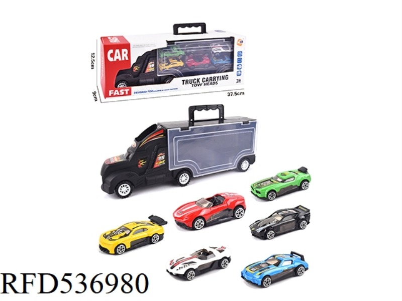 PORTABLE GIFT BOX CONTAINER SLIDING TRACTOR WITH 6 SLIDING ALLOY RACERS
