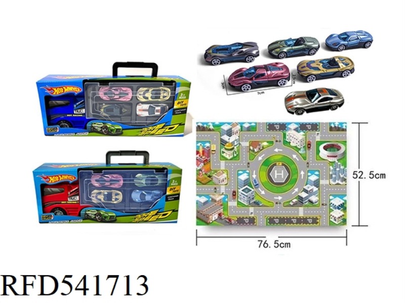 THE TAXI CONTAINER CARRIES 6 TAXI SPORTS CARS +1 CITY SCENE MAP
