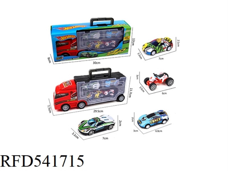 THE SLIDING CONTAINER CONTAINS 1 BEACH MOTORCYCLE, 1 IRON RACER, 1 SLIDING SPORTS CAR, 1 GRAFFITI RA