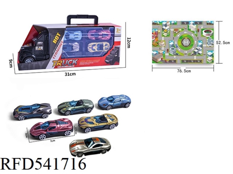 TAXI CONTAINER CARRYING 4 TAXI SPORTS CARS +1 CITY SCENE MAP