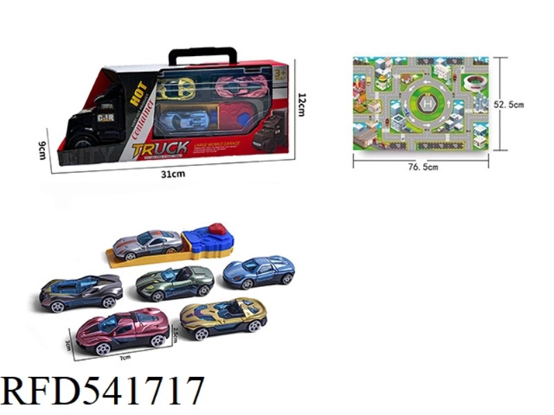 TAXI CONTAINER CARRYING 3 TAXI SPORTS CARS +1 LAUNCHER +1 CITY SCENE MAP
