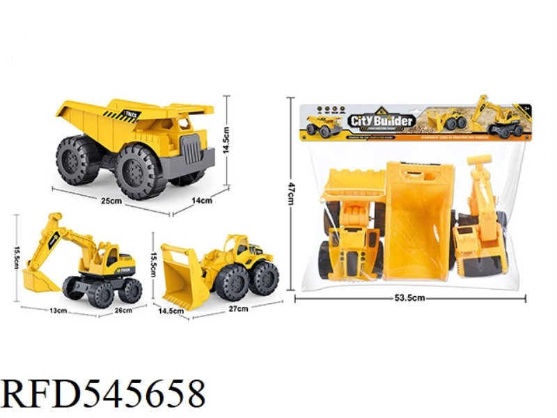 SLIDING LARGE EXCAVATOR + LARGE BULLDOZER + LARGE TRUCK