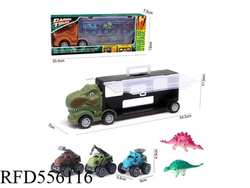 TYRANNOSAURUS REX STORAGE CART + 2 DINOSAUR CARTS + 3 PULL-BACK ENGINEERING DINOSAUR CARTS