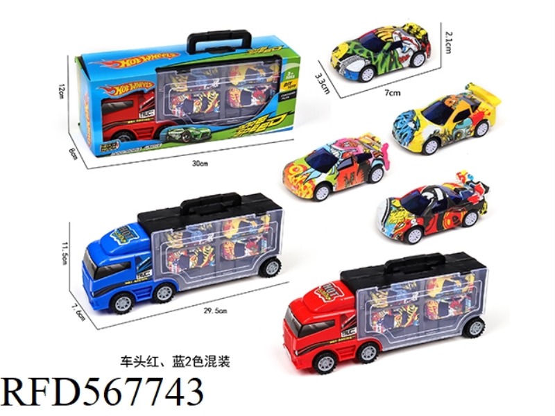CONTAINER SLIDING TRACTOR WITH 4 BOILBACK AB GRAFFITI CARS