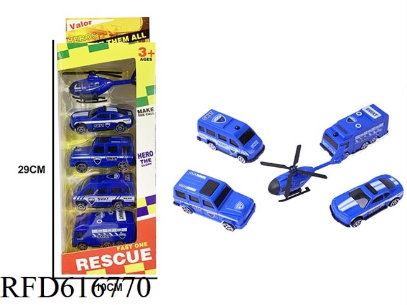 FIVE COASTING POLICE CARS