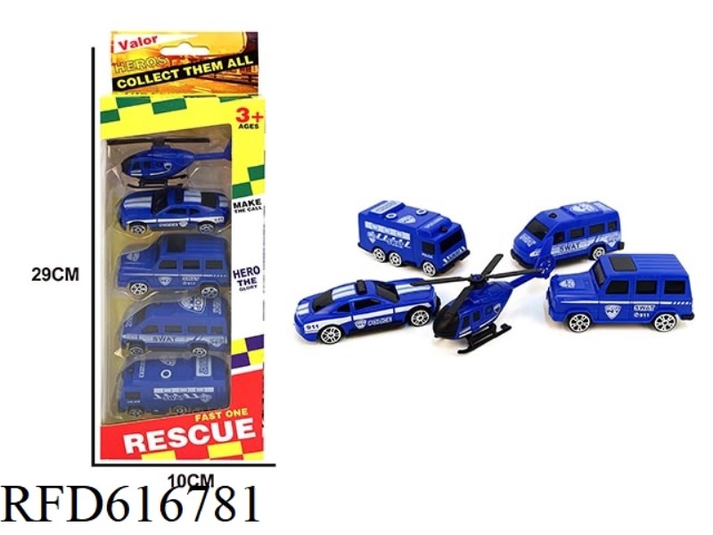 FIVE COASTING POLICE CARS