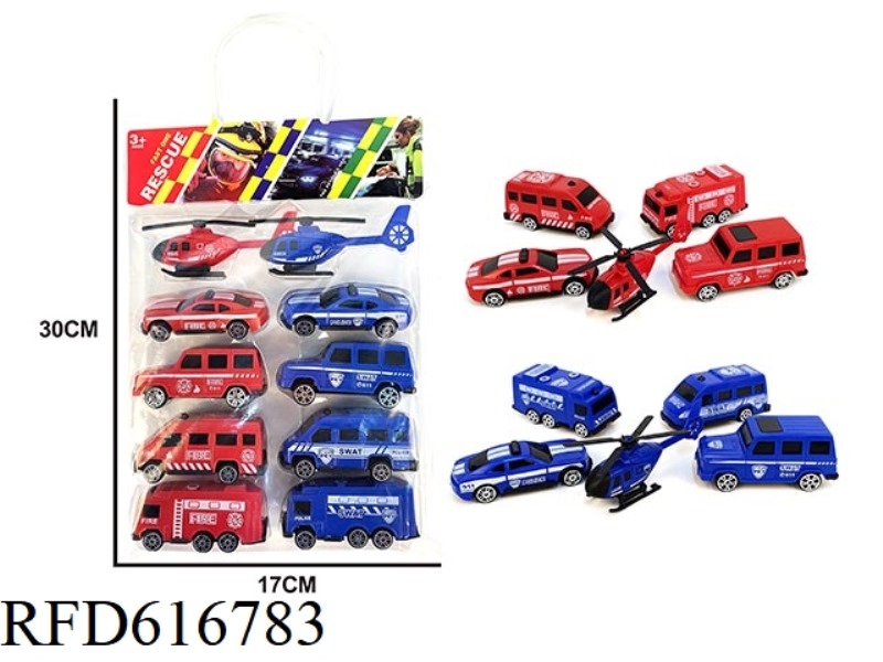 10 SLIDING FIRE + POLICE CARS