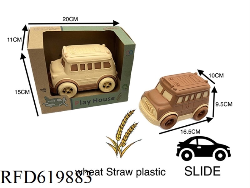 STRAW CARTOON TAXI BUS (TWO-COLOUR MIXED)