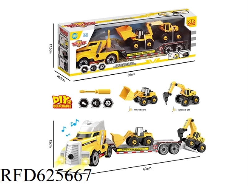 SLIDING PLATFORM TRACTOR + EARTH-MOVING/DRILLING VEHICLE (WITH LIGHT AND SOUND)