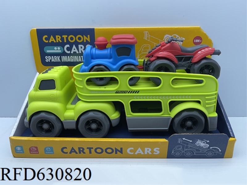 SLIDING TRACTOR TRANSPORTER (WITH 2 LOCOMOTIVES + BEACH MOTORCYCLE)