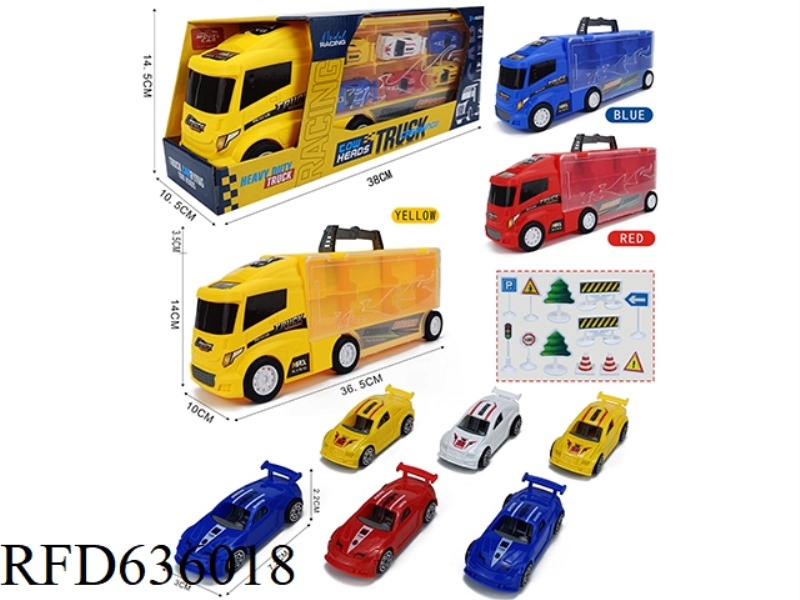 CONTAINER SLIDING TRACTOR WITH 6 SLIDING PP CARS +12 ROAD SIGNS