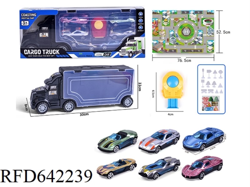 DOUBLE-SIDED SLIDING CONTAINER TRUCKS ARE LOADED WITH 6 SLIDING TRUCKS (AB) WITH LARGE MAPS AND ROAD