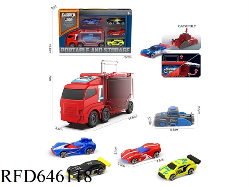 RED SQUARE HEAD SMALL STORAGE CAR +AB CAR 4+CATAPULT