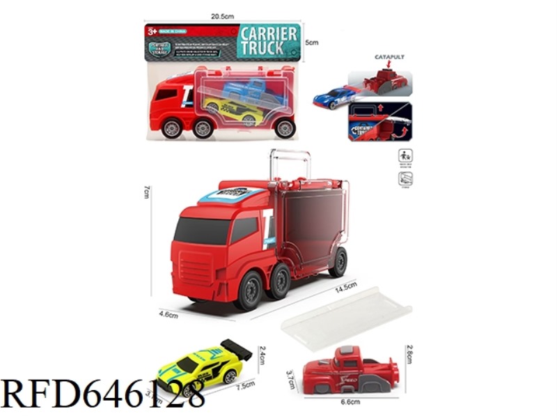 RED SQUARE HEAD SMALL STORAGE CAR +AB CAR 1+CATAPULT