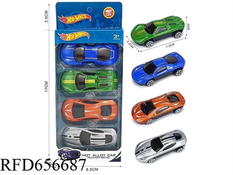 FOUR SLIDING ALLOY SPORTS CARS