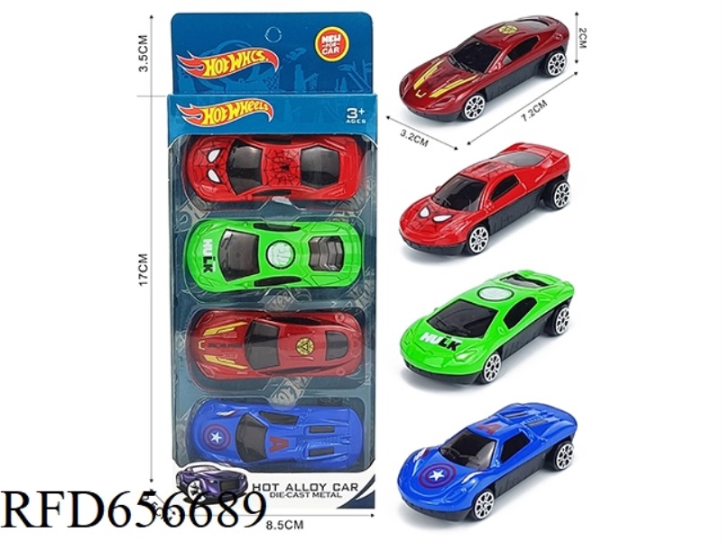 FOUR SLIDING ALLOY AVENGER CARS