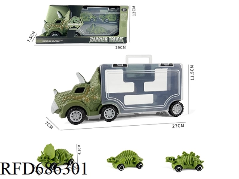 TRICERATOPS STORAGE CART + 3 SKELETON DINOSAUR CARTS