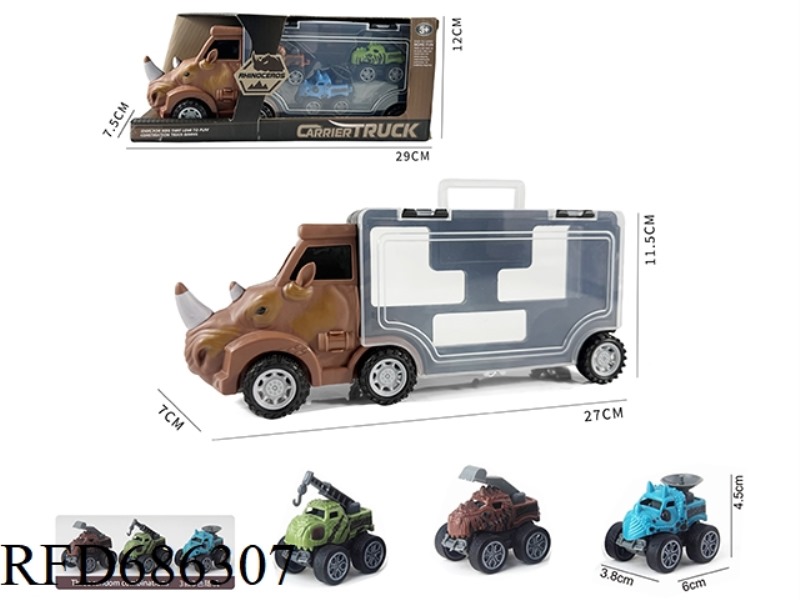 RHINOCEROS STORAGE CART + 3 ENGINEERING DINOSAUR CARTS
