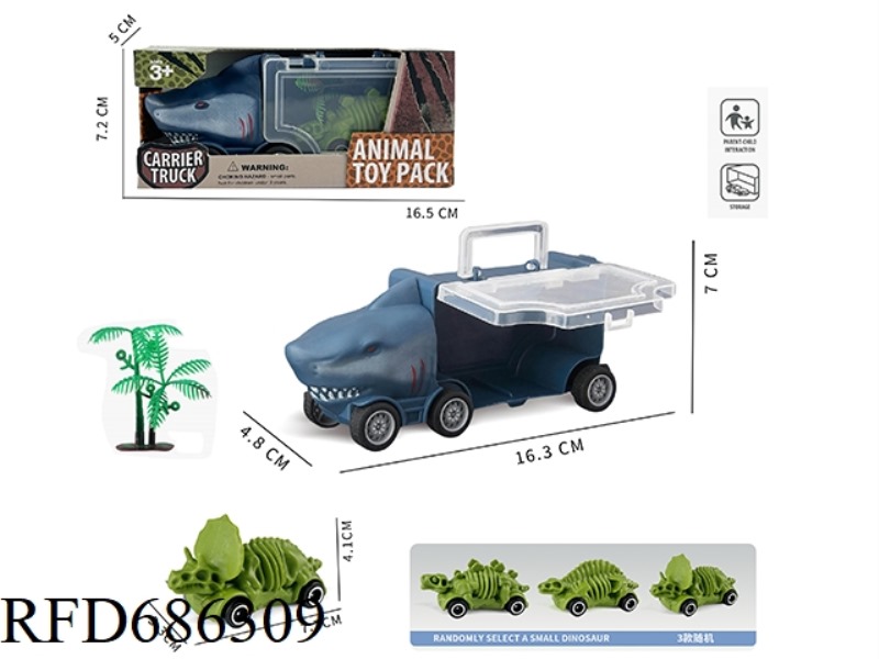 LITTLE SHARK STORAGE CART +1 SKELETON DINOSAUR CART +1 TREE