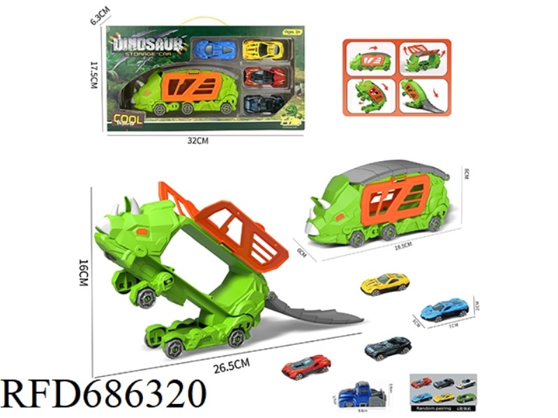 SMALL TRICERATOPS TRANSFORMED STORAGE CART +4 ALLOY CARTS +1 EJECTOR