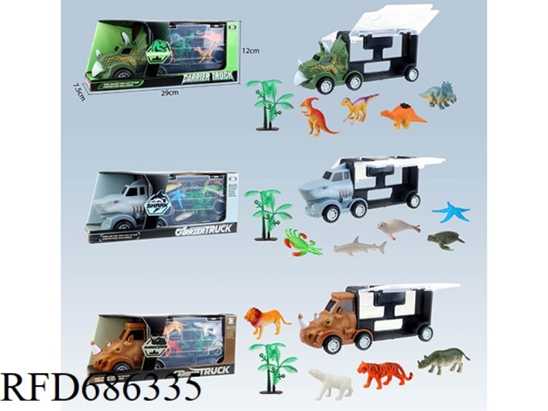 DINOSAUR CAR DINOSAUR STORAGE CAR + SHARK STORAGE CAR + RHINO STORAGE CAR